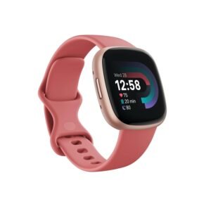 Refurbished Fitbit Versa 4 Fitness Watch (Pink Sand/Copper Rose Aluminium)